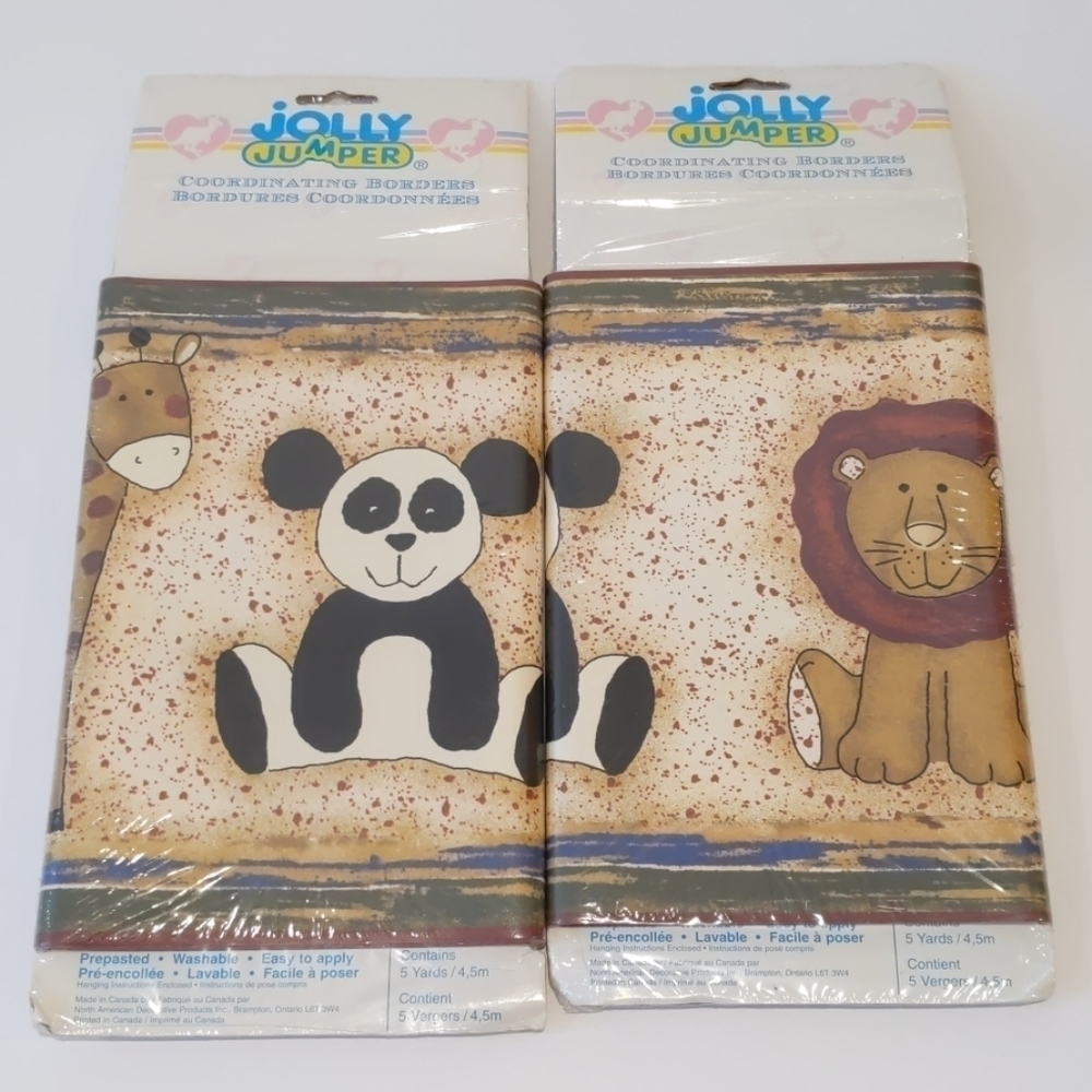 2/$20 JOLLY jumper zoo jungle animal wallpaper border